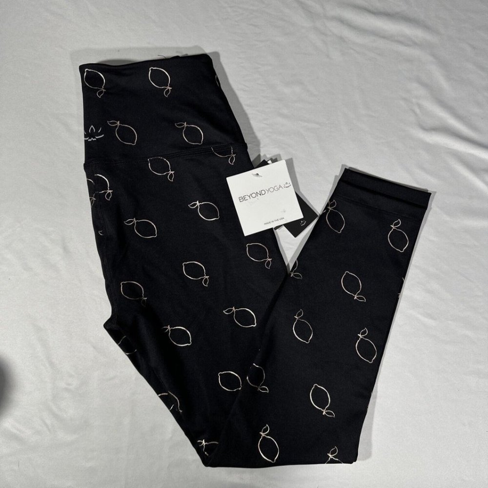 NWT‎ $88 Beyond Yoga [ Small ] Lemon Shine High Waisted Midi Legging Black #6030